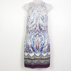 WHBM Paisley Blue & White Halter Dress Size XS